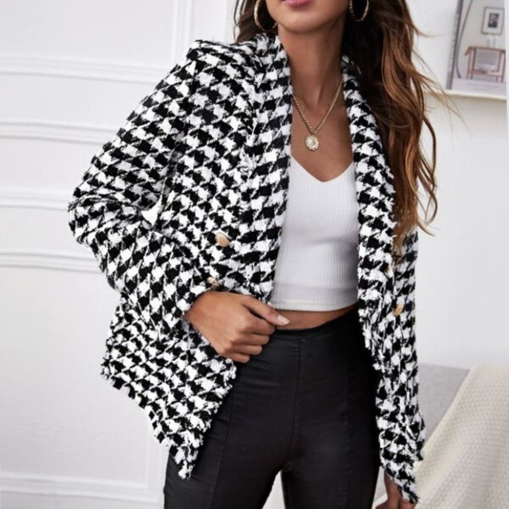 THE CLASSIC Houndstooth Blazer Jacket - Picture 4 of 16